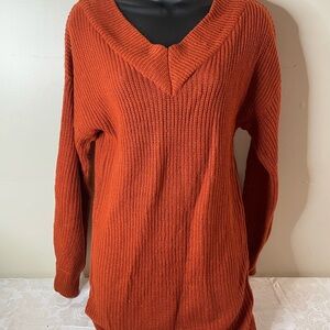 Cozy Rust V-Neck Sweater
